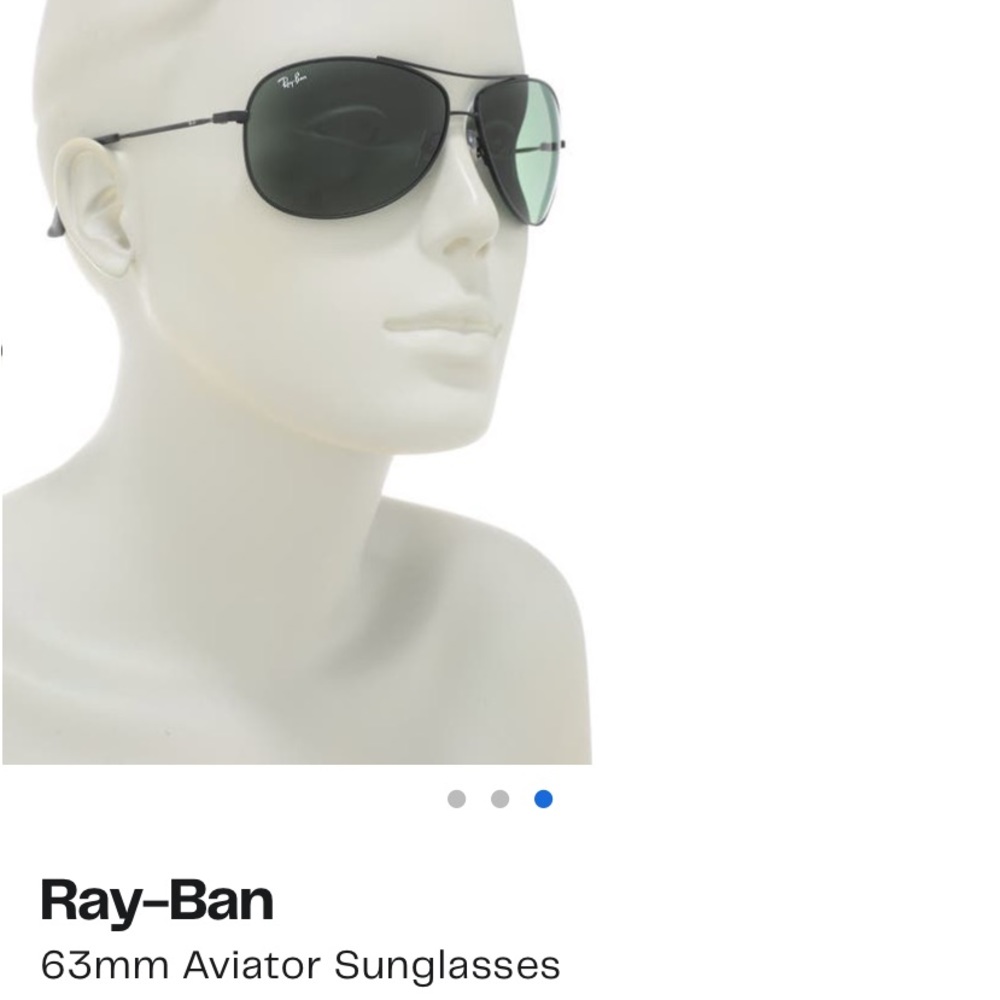NEW Ray-Ban 63mm aviator classics, polished black framed with green tint lenses